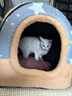 阿莫尔宠物猫窝秋冬季保暖房子型小型犬猫泰迪博美可拆洗小狗窝宠物狗屋 星星浅灰色(带手提窝款) L-建议20斤内 实拍图