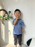 真维斯（Jeanswest）男童t恤短袖夏季新款儿童条纹海魂衫舒适夏装男孩夏天休闲上衣潮 蓝 J棒球运动 100 cm 实拍图