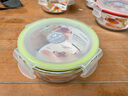 茶花（CHAHUA）玻璃保鲜盒圆形透明密封微波加热上班族可携带饭盒 【绿色】600ML 实拍图