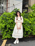 紫蒙连衣裙夏季2024新款法式长裙学生少女高中初中生女生衣服裙子夏天 时尚韩版杏色 均码（可备注码数） 实拍图