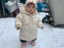 鸭鸭儿童羽绒服2023新款女童宝宝洋气中长款加厚保暖小童装冬季外套YD 米白色 90cm 实拍图