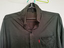 皮尔卡丹（pierre cardin）真口袋纯棉免烫衬衫男士宽松版七分袖衬衣工装作服男装外套春秋 高质量纯棉料七分袖5008(灰绿色) XL 130斤-155斤 实拍图