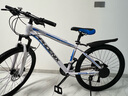 凤凰（Phoenix） 山地自行车成年人男士女士学生变速减震油刹线刹山地车自行车 白蓝色辐条轮高碳钢车架 26寸（身高160-180左右） 27速数字指拨/默认线碟可改油碟 实拍图
