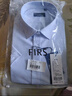 杉杉（FIRS）【三防】免烫抗皱短袖商务衬衫男士工装正装职业上衣服 蓝条 40  实拍图