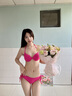 OMOM性感修身比基尼两件套女游泳衣显瘦辣妹度假泡温泉泳装 玫粉 M 实拍图