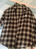 唐狮（TonLion）2024格子衬衫女宽松长袖休闲衬衣百搭通勤上衣 黑色/二批 M 实拍图