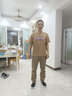 HOUQIYE重磅纯棉短袖男夏季潮牌百搭美式宽松短袖t恤男青少年半袖体恤衫 卡其色 L 【建议110-130斤优先发货】 实拍图