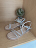 他她（TATA）绝美坡跟凉鞋女外穿一字带时装凉鞋秋季新款7UA03BL4 银色 36 实拍图