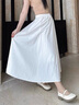 妙奕嘉白色裙子女装2026春季半身裙女长裙a字蛋糕裙小个子百褶裙花苞裙 白色 伞状半身裙 M 【有内衬】 实拍图
