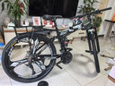 凤凰（Phoenix）可折叠山地车自行车成人男女新款式学生12到18岁变速越野软尾单车 折叠双避震【密封全轴承】铝架/三刀轮肖黑 26寸-30速【身高158-188cm】 实拍图