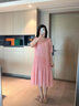 茵曼（INMAN）莱赛尔丝光连衣裙2025夏女装新款U领气质小个子显瘦长裙子 洛可可粉 S 实拍图