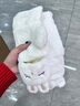 柳欣 手套女秋冬季可爱兔子翻盖半指露指加厚防寒保暖手套学生日礼物 白色 均码 实拍图