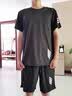 啄木鸟冰丝男士t恤夏季2026新款短袖短裤篮球服速干跑步休闲运动服套装 0858黑色套-装 XL 实拍图