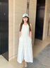 VEGA CHANG无袖连衣裙女2025年夏季新款简约时尚气质背心长裙子 陶瓷白 S 实拍图