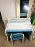 曼龙儿童学习桌椅套装小学生书桌学习桌宝宝书桌写字桌游戏桌 桌面可绘画 普鲁蓝【适合3-8岁】 实拍图