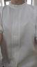 尚都比拉通勤气质木耳边圆领T恤女夏季上衣设计感压褶短袖雪纺衫 白色 L 实拍图