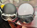劲悦途复古头盔208  3C摩托车机车盔四季通用 个性电动车半盔 哑黑色（配镀银风镜） 头围可调（54-60cm） 实拍图