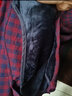 罗蒙（ROMON）磨毛格子加绒加厚长袖衬衫男士秋冬中年商务休闲保暖衬衣爸爸装 印花米蓝 40 175 实拍图