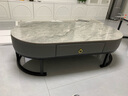 森生林岩板茶几客厅小户型简约轻奢椭圆形可伸缩茶桌 C14-1黑架灰箱 阿玛尼+阿玛尼 120cm椭圆茶几+80cm小圆边几 实拍图