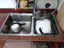 九牧（JOMOO） 厨房水槽套装不锈钢加厚洗菜盆一体盆水池盆消音防凝露洗碗槽 双槽A款 760x430【含抽拉龙头】 实拍图