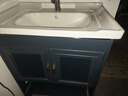 居琛（JUCHEN）太空铝浴室柜落地式洗手盆柜组合小户型阳台卫生间洗脸盆洗漱台卫浴柜镜柜 【航天铝材】落地轻奢蓝60*40+全套配件 实拍图