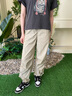 BASIC HOUSE/百家好运动休闲阔腿裤女2024夏季新款轻薄显高束脚伞兵工装裤女 豆绿 M 实拍图