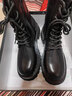 达芙妮马丁靴女厚底新款高跟女靴英伦风短靴皮靴休闲女鞋 黑色加绒 40 实拍图