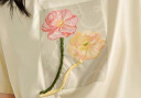 茵曼（INMAN）艺术印绣花T恤2024夏季女装新款短袖宽松百搭减龄花朵上衣 梨花杏 L 晒单实拍图