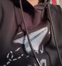 雅鹿卫衣男连帽春秋新款印花帽衫青少年学生宽松运动大码卫衣长袖春装 黑/蓝飞机 L ( 建议100斤-120斤可穿 ) 实拍图