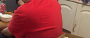 BINYUXD男士短袖T恤新款夏季纯色纯棉体恤半袖潮流上衣服 红色 4XL ( 建议180-195斤) 实拍图