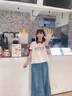 polo衫短袖t恤女2025新款夏季宽松港风设计感小众正肩翻领上衣服 藏青拼白灰色 XL （120-140斤） 实拍图