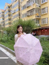 左都（ZUODU）太阳伞防晒防紫外线超轻小巧便携防晒女黑胶晴雨两用口袋遮阳伞 【珊瑚粉-布套款】烫金爱心伞面+超强复合防晒面料 实拍图