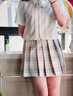 凡小如jk制服套装女夏季百褶裙日系甜美学院风a字高腰半身裙小个子全套 柠檬海盐格裙+刺绣白短衬衫+领结 S 【建议80-95斤】 实拍图