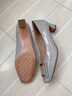 他她女鞋粗跟单鞋真皮方头休闲鞋高跟浅口鞋子7YO01AQ4 兰灰 37 实拍图