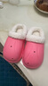 儿童棉拖鞋冬季加绒加厚可拆卸脚套防水防滑儿童男女可爱棉拖鞋 玫红【草莓熊】 30.5 内长18cm，尺码偏小 实拍图