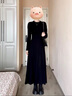 具趣赫本风黑色连衣裙子春秋季女装2025新款法式气质修身内搭打底长裙 黑色连衣裙 M 90-105斤 实拍图
