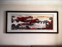 京城世家牡丹花苏绣装饰挂画客厅苏州刺绣花开富贵大厅挂墙绣画手工绣花 花开富贵国色天香（装框尺寸：85*205cm）6560# 实拍图