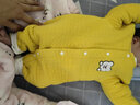 舒贝怡婴儿衣服新生儿连体衣满月宝宝哈衣春款周岁男女童爬爬服黄59CM 实拍图