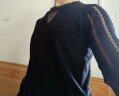 红蜻蜓t恤女长袖新款女装蕾丝圆领针织小衫女士打底上衣衫 黑色长袖 均码（适合80-145斤） 晒单实拍图