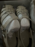 骆驼（CAMEL）罗马凉鞋女牛皮镂空编织方扣粗跟凉鞋 L23M007031 象牙白 38  晒单实拍图