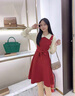 唐菓蜜针织连衣裙女2025秋冬新款女装韩版时尚百搭收腰显瘦新年红色裙子 红色 M 实拍图