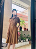 clotho Rennie品牌女装衬衫连衣裙女2025年夏季新品气质百搭遮肉显瘦中长款裙子 卡其色 L 建议110-125斤 实拍图
