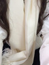 安妮洁欣纯色围巾女冬季新款纯色流苏披肩长款情侣保暖仿羊绒围脖 乳白色 200*70cm 实拍图