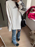 棉致重磅圆领三条杠卫衣女春秋冬季新款加绒宽松韩版美式山东即墨中山 111白色【常规高品质26.5】 L 100-115斤 实拍图
