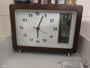 汉时（Hense）创意复古台钟万年历桌面时钟客厅座钟电视柜坐钟摆件家用钟表HD76 胡桃木+石英机芯(20.5*27)cm 实拍图