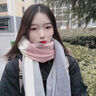 Ceokue羊毛围巾女冬款秋冬季女士新品羊绒英伦围脖圣诞节送女友生日礼物 拼色羊毛（粉色+灰色+米色） 实拍图