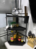 坤奉厨房置物架台面角落三角调料挂架墙角挂件转角收纳壁挂免打孔架子 三层中号-黑色【带筷筒+刀架】 实拍图