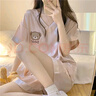 浪莎新款睡衣女夏季薄款短袖甜美夏天家居服套装520情人节礼物 双短[套装]烟熏玫瑰 XL [建议115-130斤] 实拍图