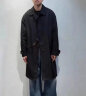 日系飘带设计风衣外套男中长款华尔街英伦复古褶皱克苏鲁大衣情侣 黑色 XL 晒单实拍图