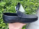 梦特娇男鞋 镂空一脚蹬休闲皮鞋 夏季冲孔透气头层牛皮凉鞋软底豆豆鞋 黑色（皮鞋码） 41 实拍图